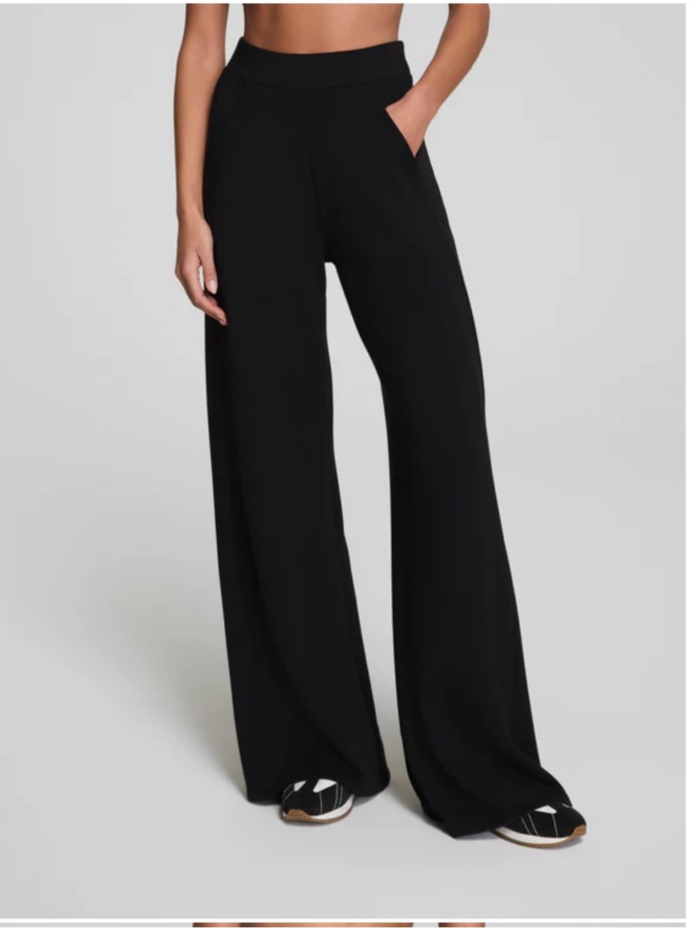 NWT SPANX AirEssentials Wide Leg Track Pant | Medium, Regular 32” Inseam | Black - Picture 3 of 11